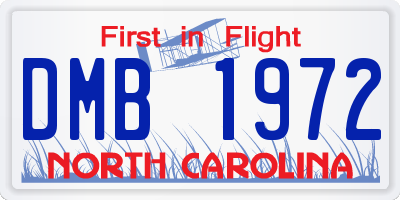 NC license plate DMB1972