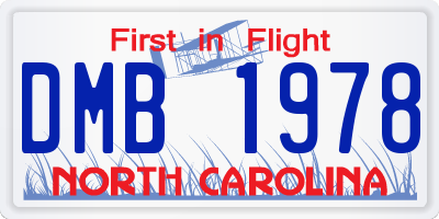 NC license plate DMB1978