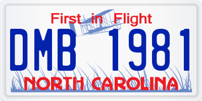 NC license plate DMB1981