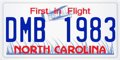 NC license plate DMB1983