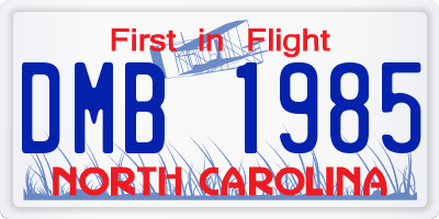 NC license plate DMB1985