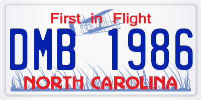 NC license plate DMB1986