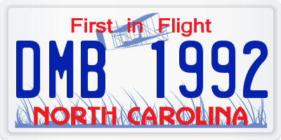 NC license plate DMB1992