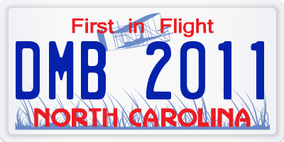 NC license plate DMB2011