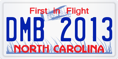 NC license plate DMB2013