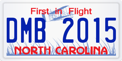 NC license plate DMB2015