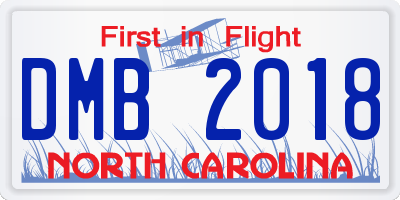 NC license plate DMB2018