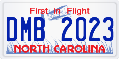 NC license plate DMB2023