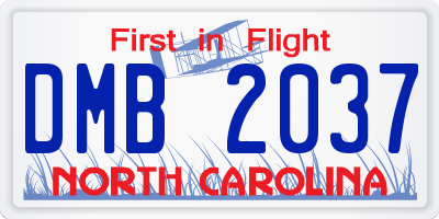 NC license plate DMB2037