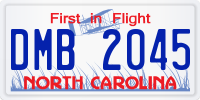 NC license plate DMB2045