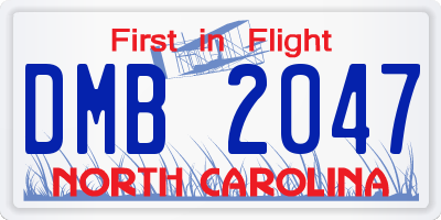 NC license plate DMB2047