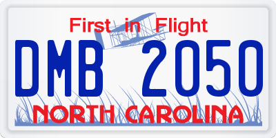 NC license plate DMB2050