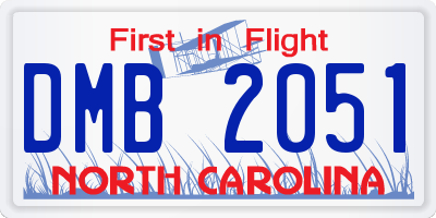 NC license plate DMB2051