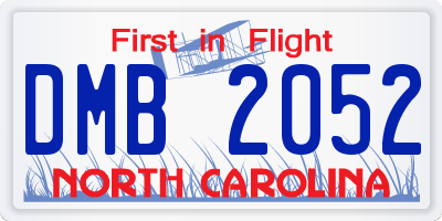 NC license plate DMB2052