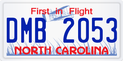 NC license plate DMB2053