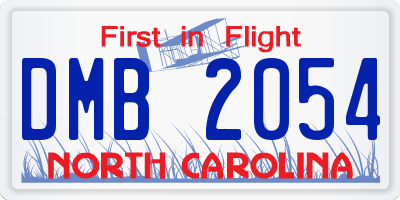 NC license plate DMB2054