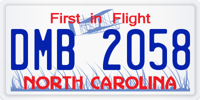 NC license plate DMB2058