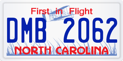 NC license plate DMB2062
