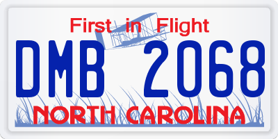 NC license plate DMB2068