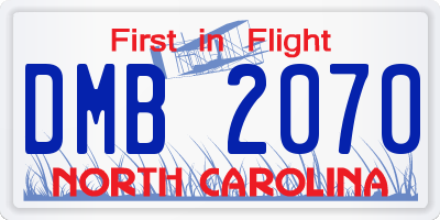 NC license plate DMB2070