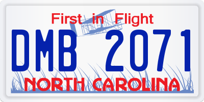 NC license plate DMB2071
