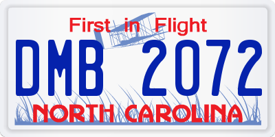 NC license plate DMB2072