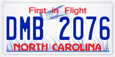 NC license plate DMB2076