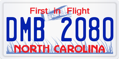 NC license plate DMB2080