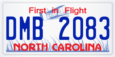 NC license plate DMB2083