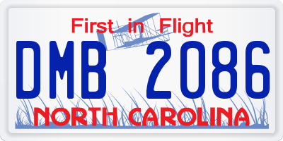 NC license plate DMB2086