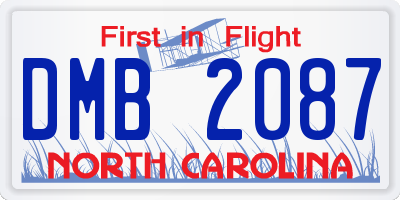 NC license plate DMB2087