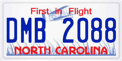 NC license plate DMB2088