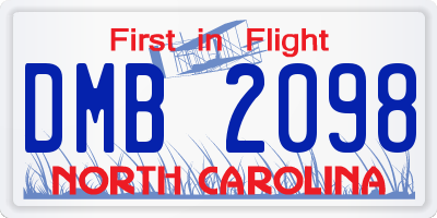 NC license plate DMB2098