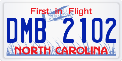 NC license plate DMB2102