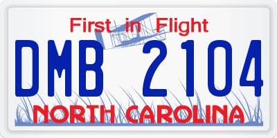 NC license plate DMB2104