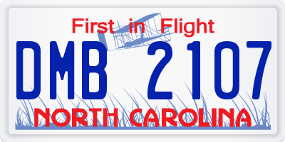 NC license plate DMB2107