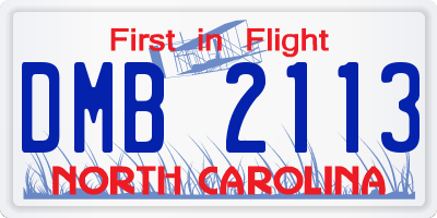 NC license plate DMB2113