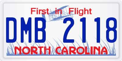 NC license plate DMB2118