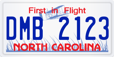 NC license plate DMB2123