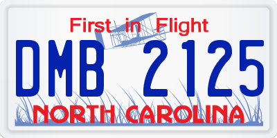 NC license plate DMB2125