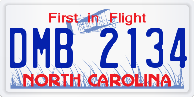 NC license plate DMB2134