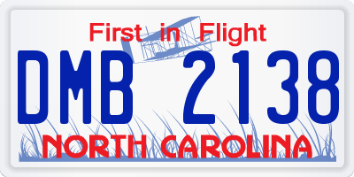 NC license plate DMB2138
