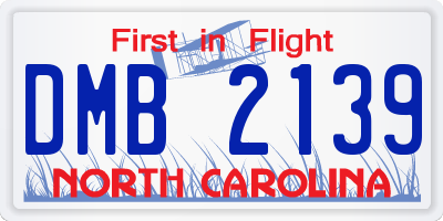 NC license plate DMB2139