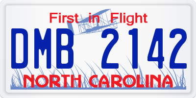 NC license plate DMB2142