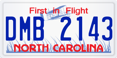 NC license plate DMB2143