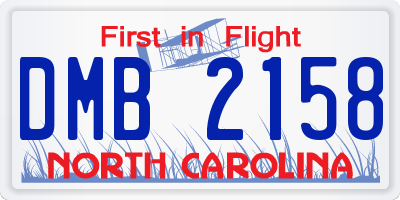 NC license plate DMB2158