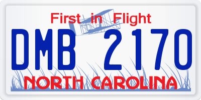 NC license plate DMB2170