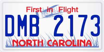 NC license plate DMB2173