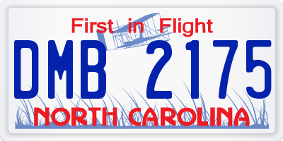 NC license plate DMB2175