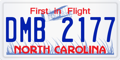 NC license plate DMB2177